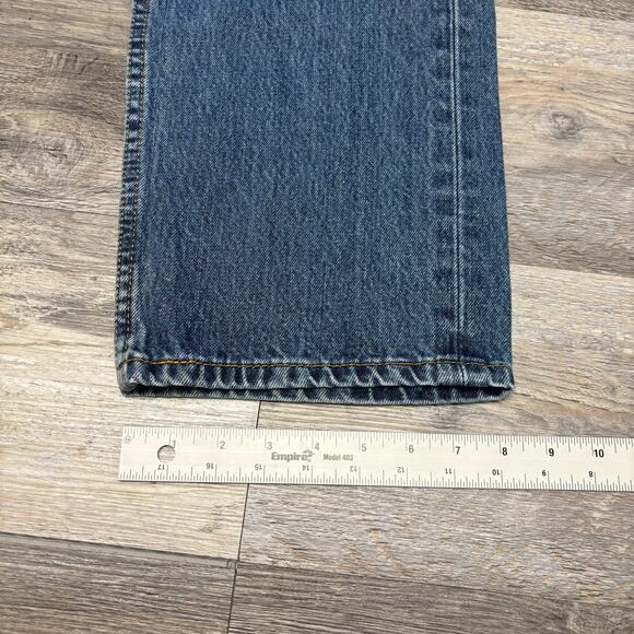 Levis 505 Mid Wash Faded Blue Men 38x32 Regular Straight Leg Denim Jeans Red Tab - Picture 11 of 13